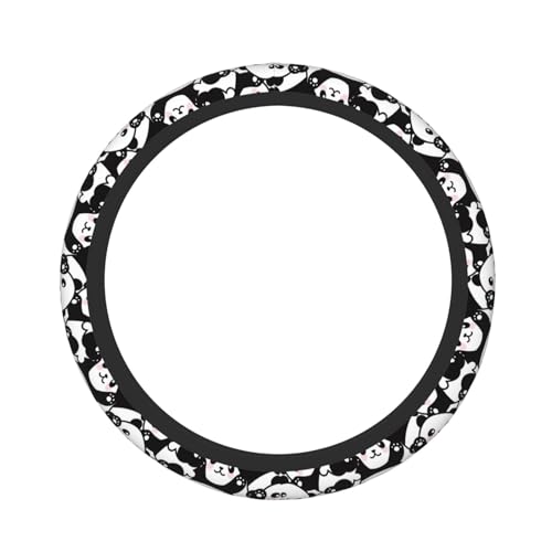 Cute Panda Car Steering Wheel Cover,Non-Slip Elastic Neoprene-Sweat Car Accessories,Universal 15 Inch Fit Auto, Vans Trucks,Suvs, Truck - color: Panda