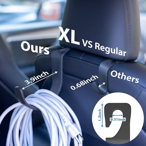 XL Hard Hat Holder for Truck, Heavy-Duty Headrest Hooks, Seat Back Organizer for Hard Hats, Bags & Gear, Universal Truck & Car Headrest Organizer, 2-Pack