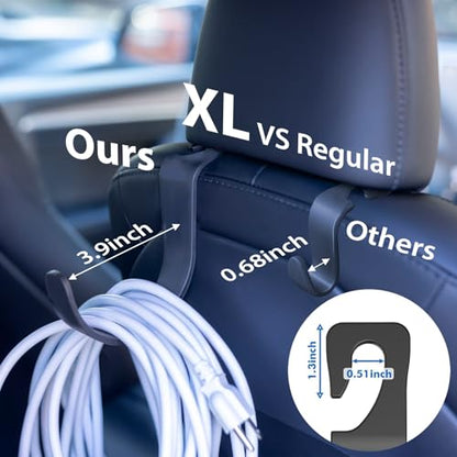 XL Hard Hat Holder for Truck, Heavy-Duty Headrest Hooks, Seat Back Organizer for Hard Hats, Bags & Gear, Universal Truck & Car Headrest Organizer, 2-Pack