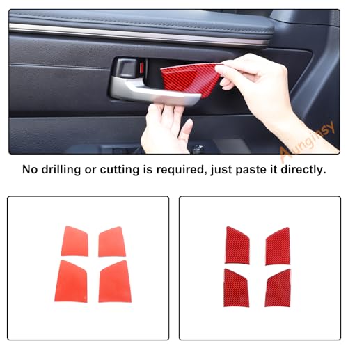 Aunginsy Car Door Handle Cup Sticker Fit Toyot@a Tundra/Sequoia 2022-2023 Non-Marking Bowl Protector Real Carbon Fiber 3D Scratches Protective Films Accessories - size: Inner Door Handle Bowl Sticker