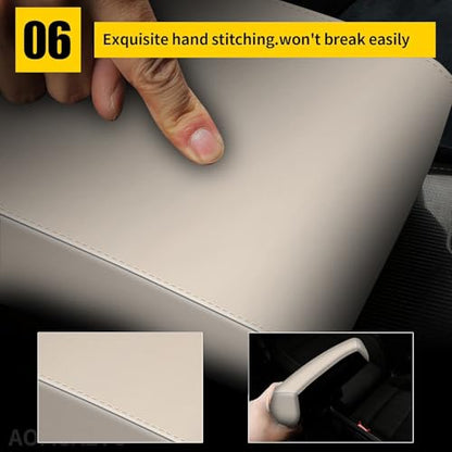 AOMSAZTO Armrest for Hyundai Sonata 2015-2019 Beige Middle Leather Console Covers - color: beige