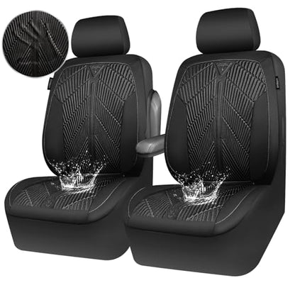 CAR PASS Waterproof Car seat covers Front Seats covers Neoprene Wetsuit, All-Weather Non-Slip Durable, Universal Fit for SUV Sedans Trucks Vans Automotive, Armrest Airbag Compatible, 3D Emboss 2 Black - color: ALL Black-Front Seat, size: Two Front