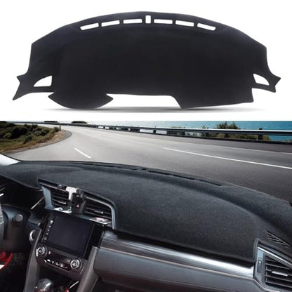 Blazeray Dashboard Cover Dash Cover Mat Pad Carpet Custom Fit for Honda Civic Coupe Sedan/Hatchback 2016 2017 2018 2019 2020 2021 Accessories Anti-Skid Center Console Protector Cover Mat(Black Edge)