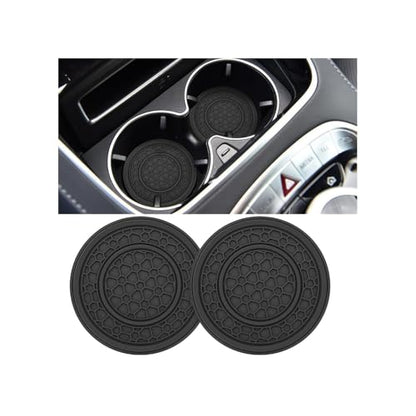 Car Cup Holder Coaster, 2PCS 2.75" Non-Slip Insert Insulated Vehicle Water Bottle Holder Pad, Waterproof Dustproof Embedded Automotive Console Drink Cup Mat, Universal Fit (Black) - color: Black