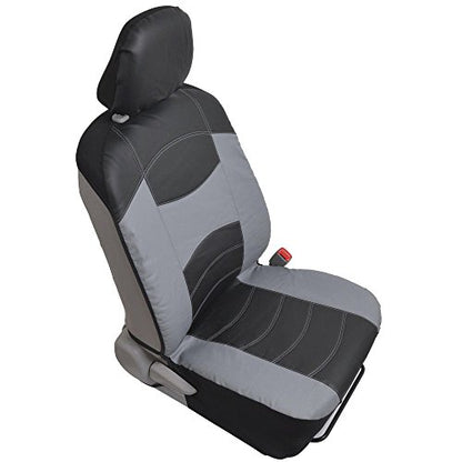 BDK Soft & Smooth Leatherette Sideless Front Car Seat Covers Fit for Car SUV Van (Black & Gray)- Easy Installation Cover - color: Black & Slate Gray