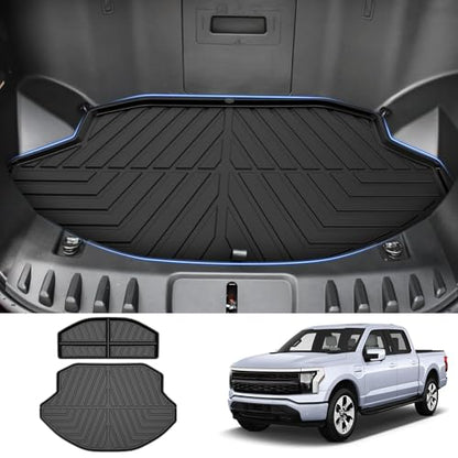 Powerty Front Trunk Mat for Ford F150 Lightning 2022-2025 Accessories Front Trunk Liner All Weather Mats Upper and Lower Trunk Storage Liner Cargo Mat 2 PCS - size: Front Cargo Mat｜For｜22-25｜Ford F150 Lightning