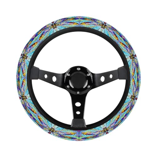 GENANY Dragonfly Steering Wheel Cover, Non Slip Polyester Car Wheel Protector for Car SUV Truck, Universal 15 Inch - color: Dragonfly
