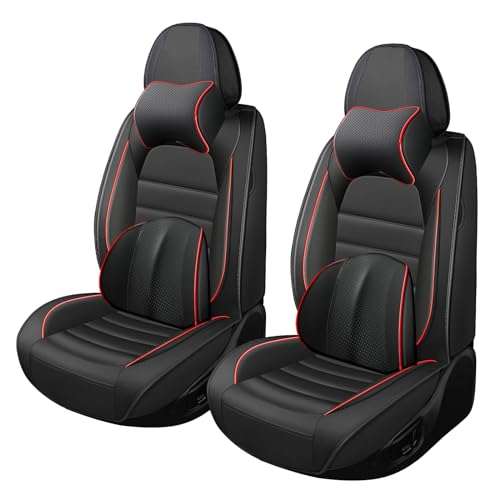 Car Seat Covers for GMC Sierra 1500/2500/3500 Denali SLT AT4 AT4X Base Seat Covers 2008-2026, Waterproof Premium Nappa Leather Seat Protectors(Luxury 2 Seats/Black&Red) - color: Black&Red, size: Luxury 2 Seats