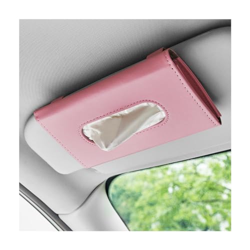 Car Tissue Holder, Leather Sun Visor Napkin Holder, Auto Backseat Tissue Mask Case Dispenser for Most Vehicles, Universal Interior Car Accessories Hanging Tissues (Pink) - color: Pink