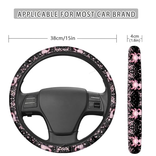 AFPANQZ Cartoon Axolotl Cherry Blossom Car Steering Wheel Cover Non-Slip Rubber Steering Wheel Covers Warm Breathable Steering Wheel Covers Sweat Absorption Car Steering Wheel Covers 15 Inches Pink - color: Axolotl Cherry Blossom