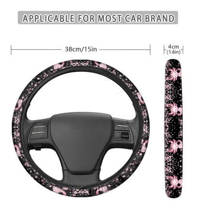 AFPANQZ Cartoon Axolotl Cherry Blossom Car Steering Wheel Cover Non-Slip Rubber Steering Wheel Covers Warm Breathable Steering Wheel Covers Sweat Absorption Car Steering Wheel Covers 15 Inches Pink - color: Axolotl Cherry Blossom