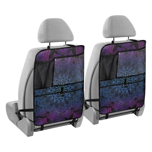 JIPONI Car Backseat Organizer, Boho Mandala Automotive Back Seat Protector, Kick Mats with Storage Pockets for Kids Pets, Road Trip Accessories (2 Pack) - color: Madala, size: 2 Pack