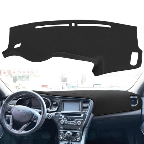 Dash Cover Mat Custom Fit for Kia Optima with Light Sensor w/o Speaker Dashboard Pad Cap Carpet Protector K342 (Black) - color: Black