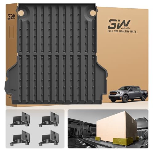 3W Truck Bed Mat Compatible with 2022-2025 2026 Ford Maverick Gas & Hybrid Car Accessories Vehicle Perfectly Flush All Weather Protection TPE Heavy Duty Pickup Car Bed Cargo Mat - size: 1. Ford Maverick |24-25|Truck Bed Mat