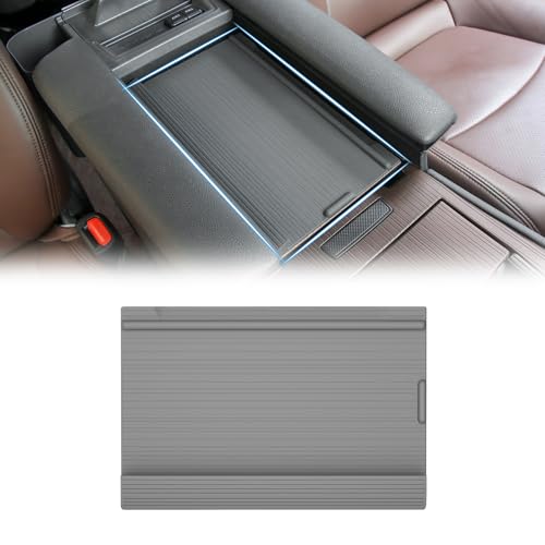 Center Console Armrest Cover for Toyota Sienna 2021-2026 Silicone Armrest Anti-Slip Storage Pad Compatible with LE/XLE/XSE/Woodland Edition/Limited/Platinum(Gray) - size: Center Console Armrest Cover