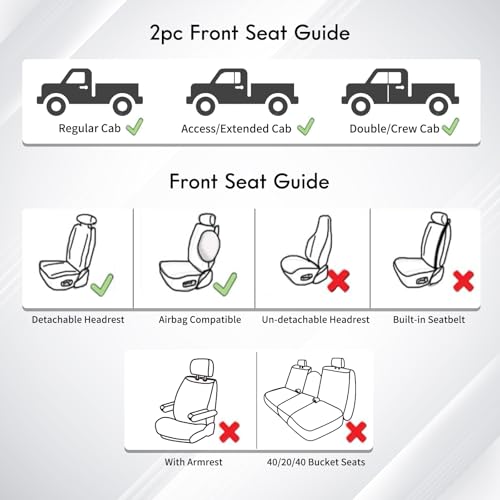 Huidasource Tacoma Front Seat Covers, Full Coverage Automotive Black Truck Seat Cover Custom Fit for 2005-2015 Double & Crew Cab 2nd Gen Toyota Tacoma Base Prerunner SR5 Limited(Front Pair/Black) - color: Front Pair/Black, size: 2nd Gen Tacoma 2005-2015 C