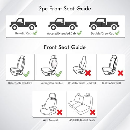 Huidasource Tacoma Front Seat Covers, Full Coverage Automotive Black Truck Seat Cover Custom Fit for 2005-2015 Double & Crew Cab 2nd Gen Toyota Tacoma Base Prerunner SR5 Limited(Front Pair/Black) - color: Front Pair/Black, size: 2nd Gen Tacoma 2005-2015 C