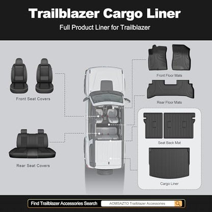 AOMSAZTO Cargo Liner and Backrest Mat for Chevy Trailblazer 2021-2026 (Only Fit Cargo in Upper Deck Position) - Custom Fit All Weather Car Trunk Mat for Chevrolet Trailblazer FWD & AWD - size: Trailblazer 2021-2026