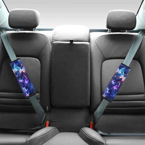 Dreaweet Galaxy Butterfly Seatbelt Covers for Women Soft Comfortable Car Seat Belt Cover Pad 2 Pcs Neoprene Seatbelt Cushion Universal Car Seat Shoulder Pads for Seat Belts - color: Galaxy Butterfly