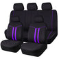 CAR-GRAND Piping Cloth Car Seat Covers Full Set, Breathable Universal Car Seat Cover, Airbag Compatible Seat Cover for Cars Trucks SUV Van Sedan (Black-Purple Strips) - color: Black-Purple