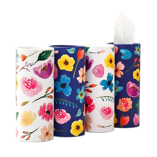 Winoo Design Small Car Tissues Holder - 4PK Facial Tissues - Travel Tissue Tubes Box - Car Cup Holder - 200 Sheets