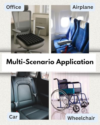 Travel Cushion – Airplane Seat Cushion for Air Travel | Inflatable Seat Cushion 56 Cells for Long Flights, Car, Office & Wheelchair | Lightweight, Ergonomic Pain Relief & Tailbone Support