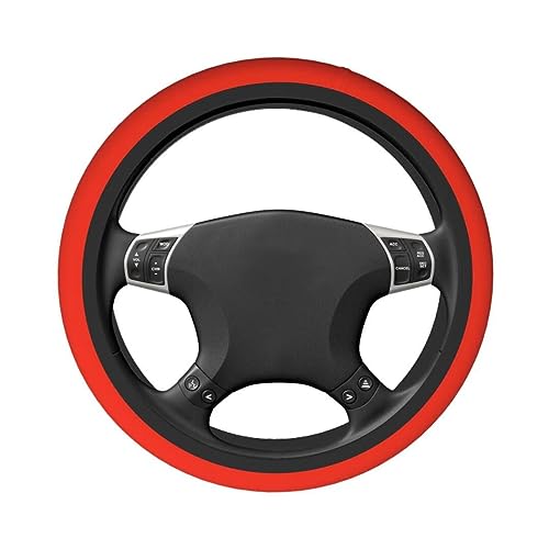 Elastic Stretch Steering Wheel Cover,Warm in Winter and Cool in Summer, Car Universal 15 inch, Microfiber Breathable Ice Silk, Anti-Slip, Odorless, Easy Carry,Red - color: Red