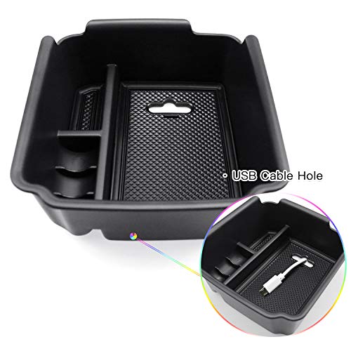 SKTU Center Console Organizer Compatible with 2018-2020 Tiguan Allspace LWB Accessories Insert ABS Black Materials Tray Armrest Secondary Storage Box - color: 2018-2020 Tiguan