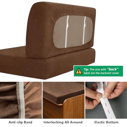 molasofa Leather Like RV Dinette Cushion Covers, RV Booth Seat Cover Stretchable Camper Cushion Couch Covers Washable Slipcovers for Camper Car Bench (1 Backrest Cover & 1 Bench Cover, Brown) - color: 01brown, size: 1 Bench Cover & 1 Backrest Cover