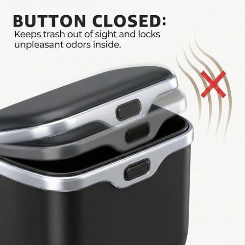 Car Trash Can with Lid - Leakproof Hanging Car Garbage Bin for Door & Seat Back - Waterproof Auto Trash Bag & Multifunctional Storage Organizer for SUV, Truck, Sedan (Black)