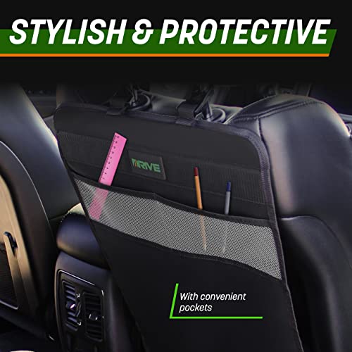DRIVE AUTO PRODUCTS - 2 Pack Car Seat Back Protectors, Reversible Kick Mats - Black