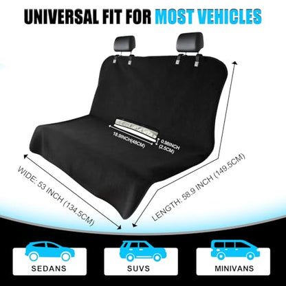 Waterproof Towel Rear Seat Cover for Cars, SUVs, Trucks & Sedans, Heavy Duty Sweat Towel Back Seat Protector for Post-Gym, Beach, Dogs & Kids, Machine Washable, Non-Slip, Black, 55" x 59"