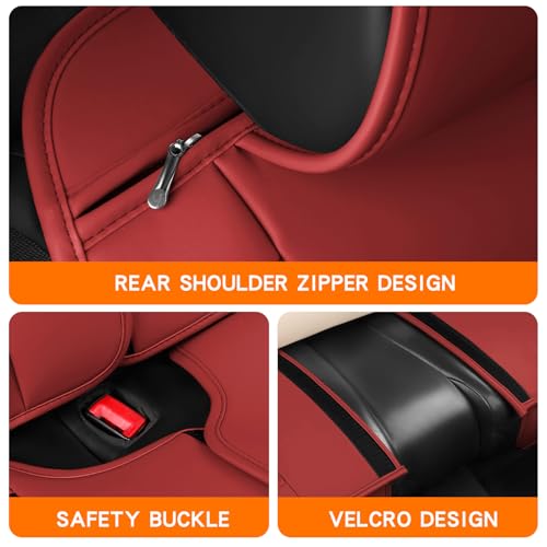 MINGBRON Front Car Seat Covers, Leather Car Seat Covers, Fit for Most Cars SUV and Most Sedan Red - color: Red 3, size: 2 Seat Covers (Front Only)