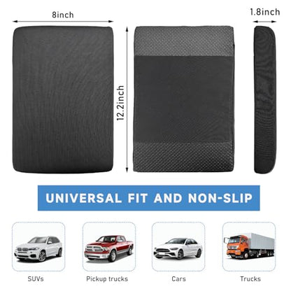 Car Center Console Pad, 12.2''×8.1''×1.8'' Memory Foam Auto Armrest Support Cushion, Vehicle Arm Rest Seat Box Cover Protector, Universal Interior Decor Car Accessories