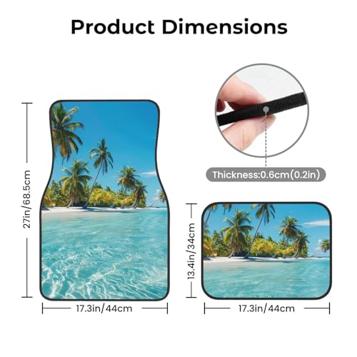 Universal Fit Car Floor Mats, Tropical Beach Islands Summer Ocean Palm Tree Picture Set of 4pcs Car Carpet Fit for SUV, Vans, Sedans, Trucks - color: Tropical Beach Islands