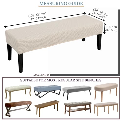 SPRINGRICO Stretch Dining Bench Cover, Removable Bench Slipcover Washable Bench Seat Protector Rectangle Bench Cover for Dining Room, Living Room, Bedroom, Kitchen (S3-Warm Cream) - color: S3-warm Cream