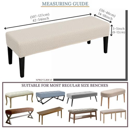 SPRINGRICO Stretch Dining Bench Cover, Removable Bench Slipcover Washable Bench Seat Protector Rectangle Bench Cover for Dining Room, Living Room, Bedroom, Kitchen (S3-Warm Cream) - color: S3-warm Cream