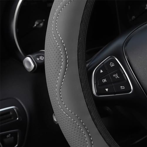 zipelo Elastic Stretch Steering Wheel Cover, Microfiber Breathable Ice Silk, Universal 15 Inch Anti-Slip Car Steering Wheel Protector, Warm in Winter and Cool in Summer for Women (Style2-Gray) - color: Style2-Gray