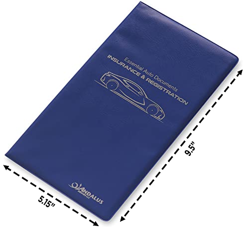 Andalus Auto Registration & Insurance Card Holder Pack of 2, Waterproof Essential Car Registration Holder with Hook & Loop Closure, Perfect for Every Vehicles Glove Boxes (Blue - 9.5" x 5.15") - color: Blue