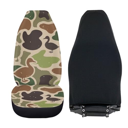 Duck Camo Car Seat Covers 2 Pcs Automobile Front Seat Covers Breathable Protection Interior Accessories Anti-Slip Back Fabric Compatible with Most Cars,SUV,Sedan - color: Duck Camo Print