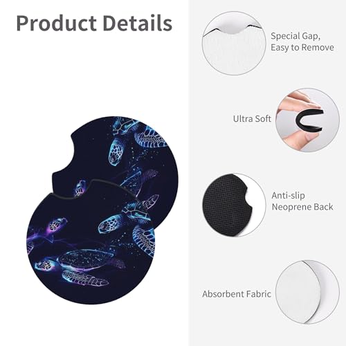 Sea Turtle Steering Wheel Cover - Bule Anti-Slip Breathable Universal 14-15 Inch Car Wheel Cover with 2 Matching Coasters Set for Men Women,Soft Comfort Grip Accessories - color: Sea Turtle