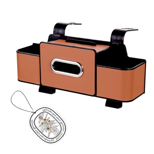 ZenChef Three-in-one Car Organizers and Storage, 2025 New Multi-function Car Tissue Holder, Multi-function Backseat Car Organizer with Cup Holder, Tissue Box, Hook (brown) - color: Brown