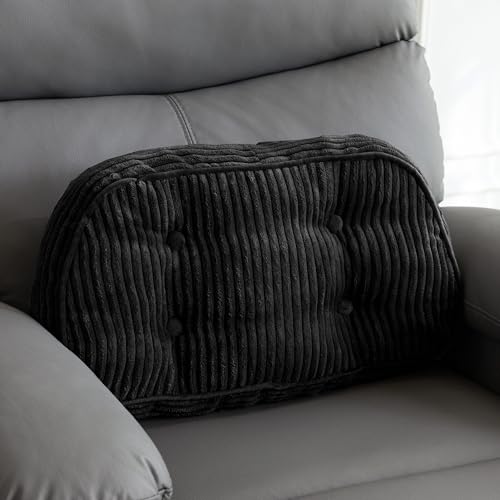 HIGOGOGO Lumbar Support Pillow for Recliner Chair/Accent Chair/Couch/Office Chair, Tufted Corduroy Back Support Cushion for Elderly, Recliner Cushions for Back Rest, Pain Relief, Reading, Black - color: Black