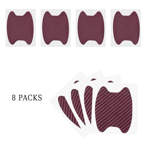 4PCS Car Handle Cup Stickers, Carbon Fiber Scratch Auto Door Protective Film, Non-Marking Bowl Protector, Universal Paint Cover Guard for Most Cars, SUV (Wine Red/4PCS) - color: Wine Red/4PCS