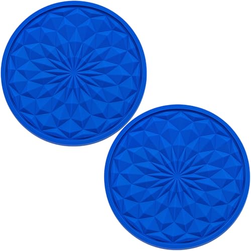 2 Pack Silicone Car Cup Holder Coaster – 2.75 Inch Non-Slip Drink Mat, Universal Fit for Most Vehicles – Cute & Functional Auto Accessories (Deep Blue) - color: Deep Blue, size: 2 pcs