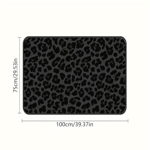 Universal Car Trunk Mat 29" x 39", Black Fashion Leopard All Weather Trunk Protection Cargo Liner, Durable Cargo Mat Rear Trunk Liner, Stylish Vehicle Interior Accessories Suitable for Most Car Models