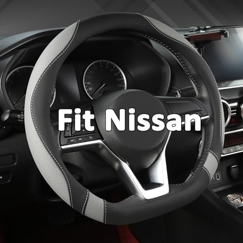 West Llama Flat Bottom Car Steering Wheel Cover for Nissan,D Shaped Steering Wheel Cover for Rogue,Altima,Kicks (Black+Gray-Standard Size) - color: A-Black+Gray, size: D-shaped-standard Size (14 ½''-15'')