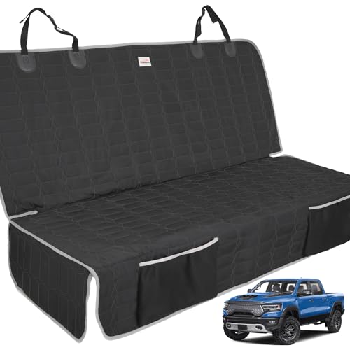 Dog Car Seat Cover for Back Seat,Washable Bench Seat Cover for Truck,Nonslip Backseat Cover Protector for F150/Ram1500/GMC Sierra/Toyota/Chevrolet Silverado,Car Seat Covers for Dogs - color: Truck-Gray, size: Truck Bench-61"W