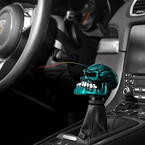 EZAUTO WRAP Teal Universal Manual Wicked Skull Head Gear Stick Car Shift Knob Shifter Halloween - color: Teal
