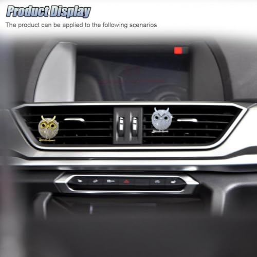 2PCS Bling Flamingo Car Dashboard Air Vent Trim Clips, Crystal Rhinestone Animal Car Air Fresheners Outlet Clip, Cute Automotive Interior Diffuser Decoration Accessories for Women (Owl) - size: Owl